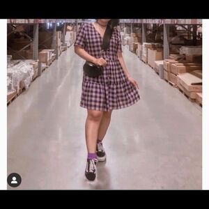 H&M Plaid Purple Dress size xs